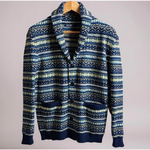 Paul Jones Other - Paul Jones Button Up Cardigan Mens S Shawl Collar Pockets Navy Academia Grandpa